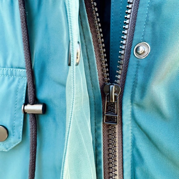 NWT Emerald Green Utility Hooded Long Overcoat Rain Coat Jacket Unisex Sz M - Picture 9 of 9